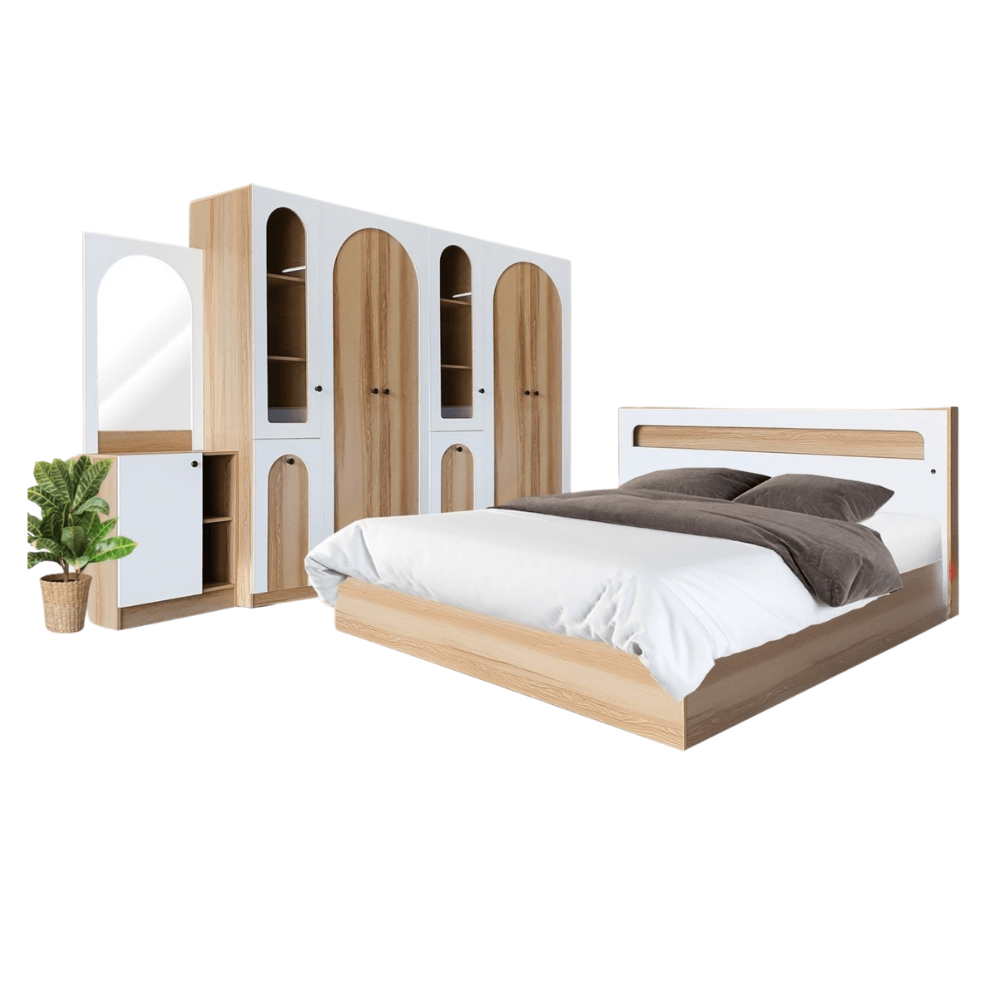 ชุดห้องนอน + ที่นอนสปริง 6 ฟุต WISDOM DESIGN FURNITURE รุ่น ARISTA 11 สี แอช/ขาว_0